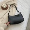 Female Leather Solid Color Chain Handbag Retro Casual Women Totes Shoulder Bags Fashion Exquisite Shopping Bag